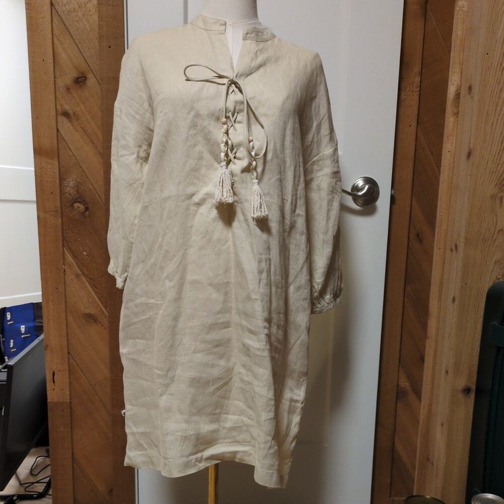 Magaschoni Linen Dress Size Small Beige